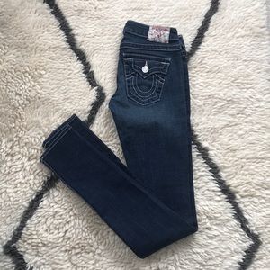 True Religion jeans, dark worn look wash,  skinny